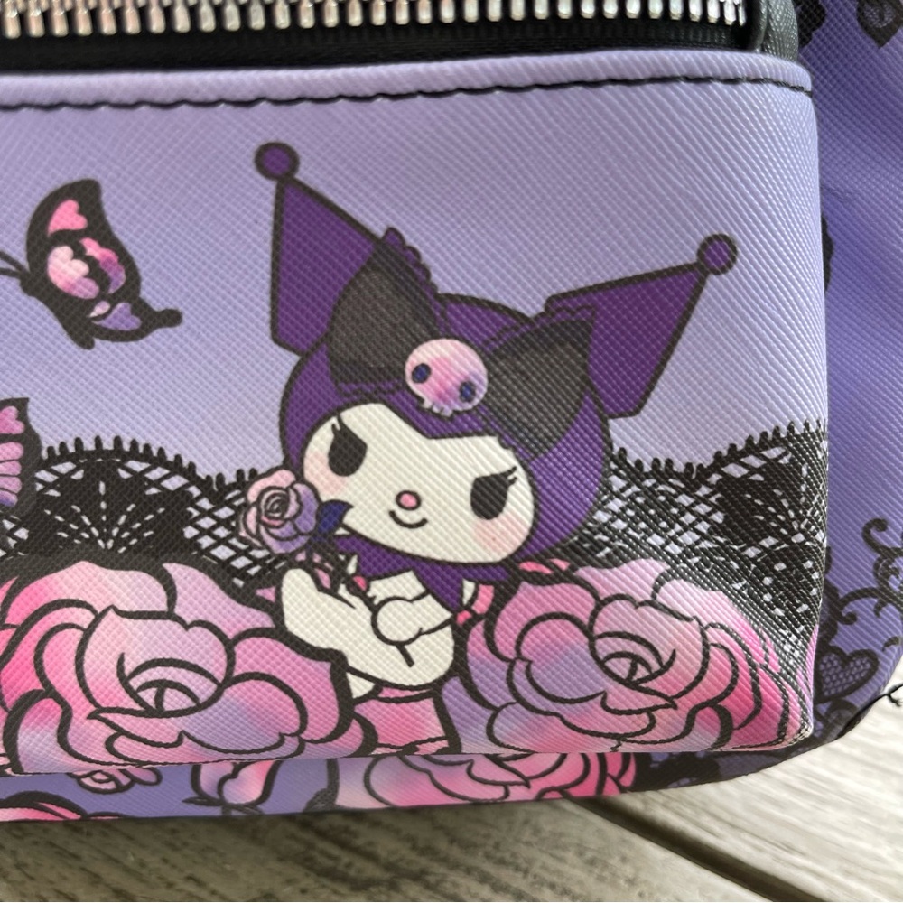 Sanrio Kuromi Purple and Pink Floral Mini Backpack - Picture 2 of 8